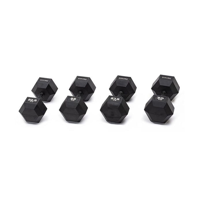 Set 4 Coppie Manubri Esagonali Gommati Black DIAMOND - Da 22,5 a 30 KG
